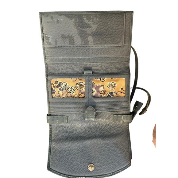 VTG Brighton Light Blue Leather Y2K Crossbody Purse | Everyday Bag QuietLuxury - Picture 5 of 6